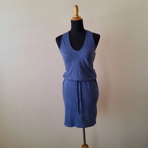 NWT Lanston Sport Drawstring Racerback Jersey Knit Mini Dress XS Blue